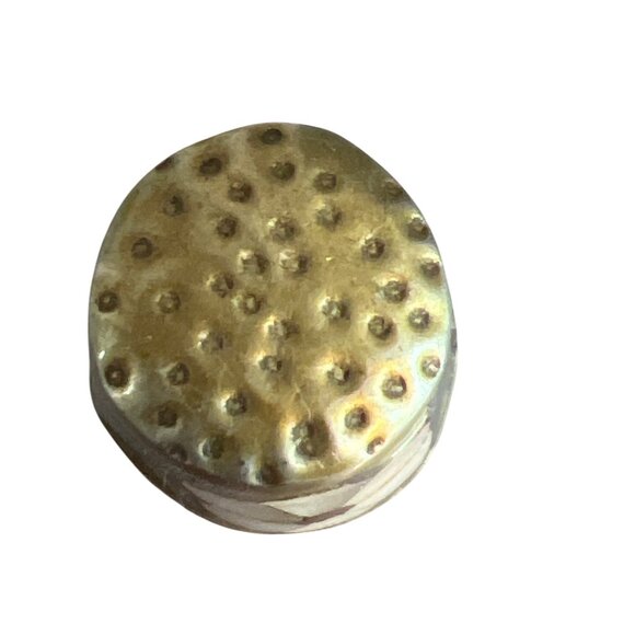 Vintage Alpaca Mexico Abalone Inlaid Thimble Floral Mother of Pearl .75" Estate - Picture 5 of 7